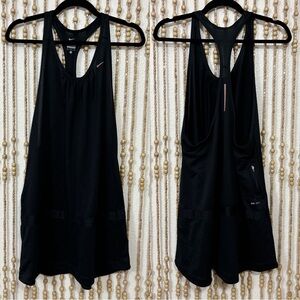 Nike Drop Waist Black Dry-fit Tennis Running Workout Scoop Neck Tank Tunic Med